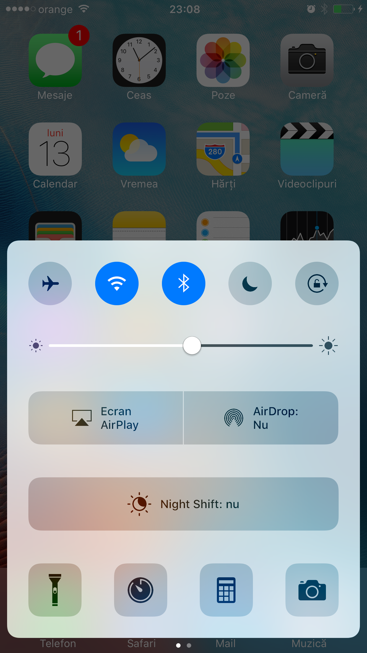 interfata Control Center iOS 10