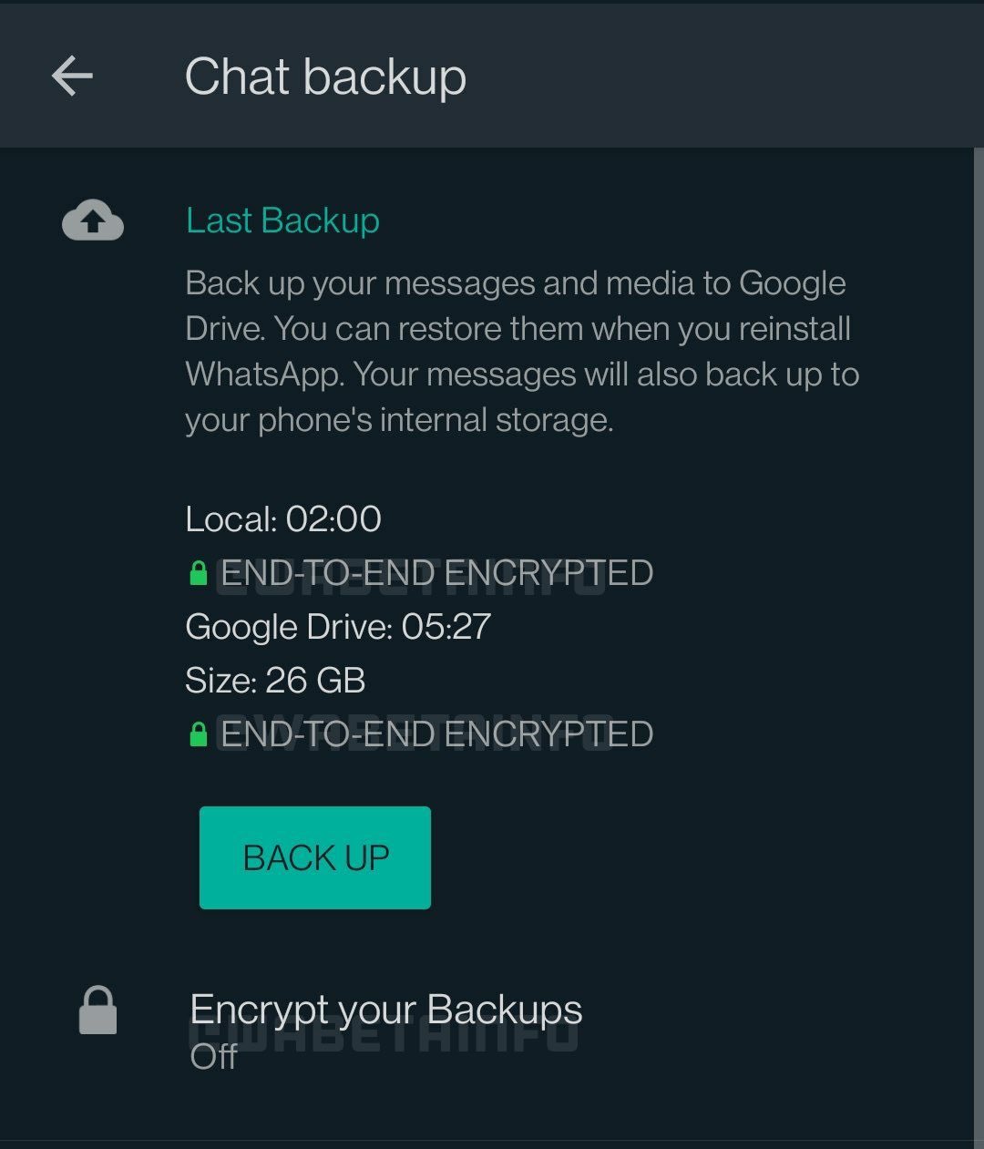 WhatsApp local criptare